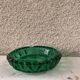 Cendrier en verre ciselé vert vintage
