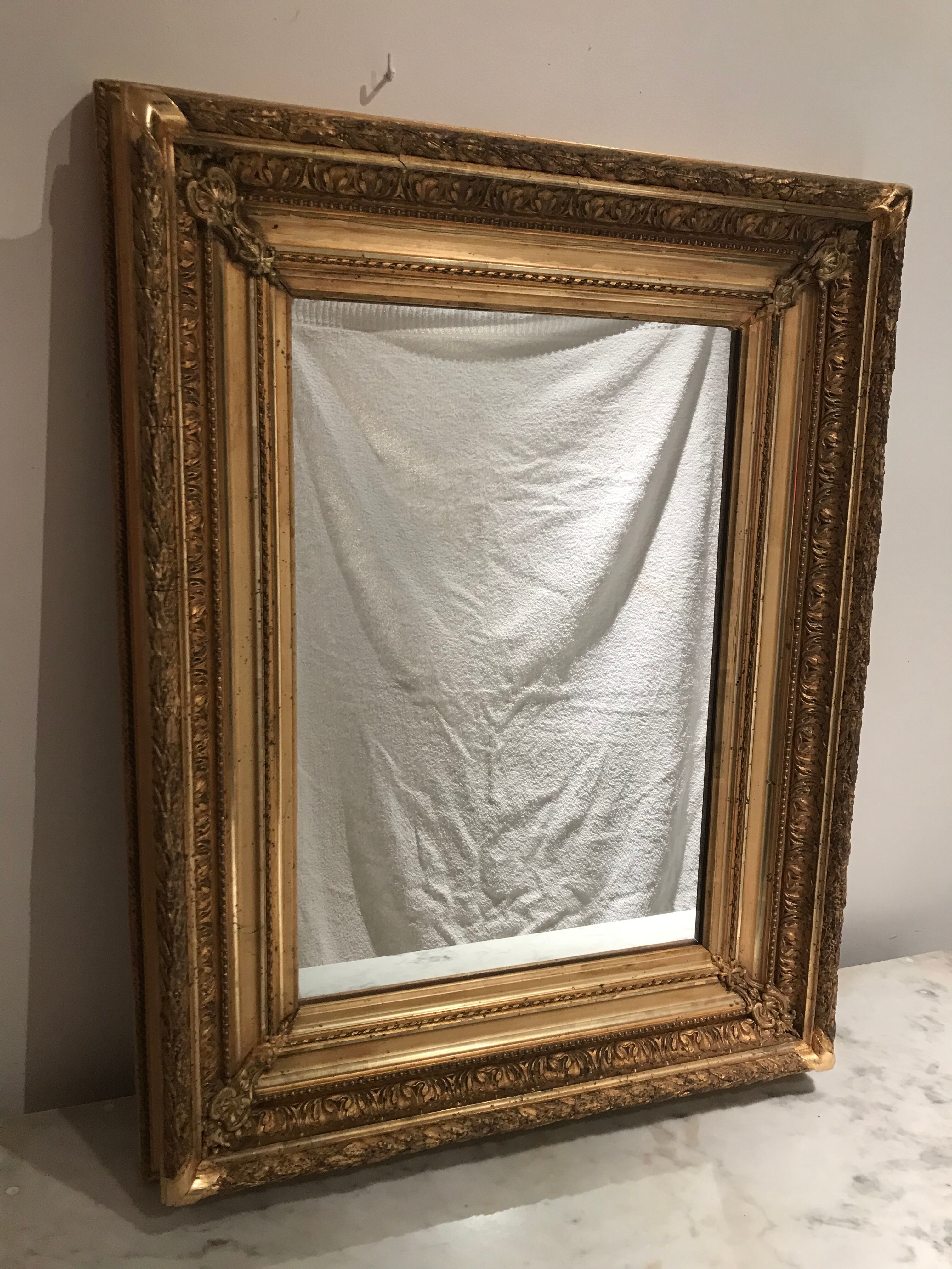 Mirror Louis XVI 19th golden 61x78cm