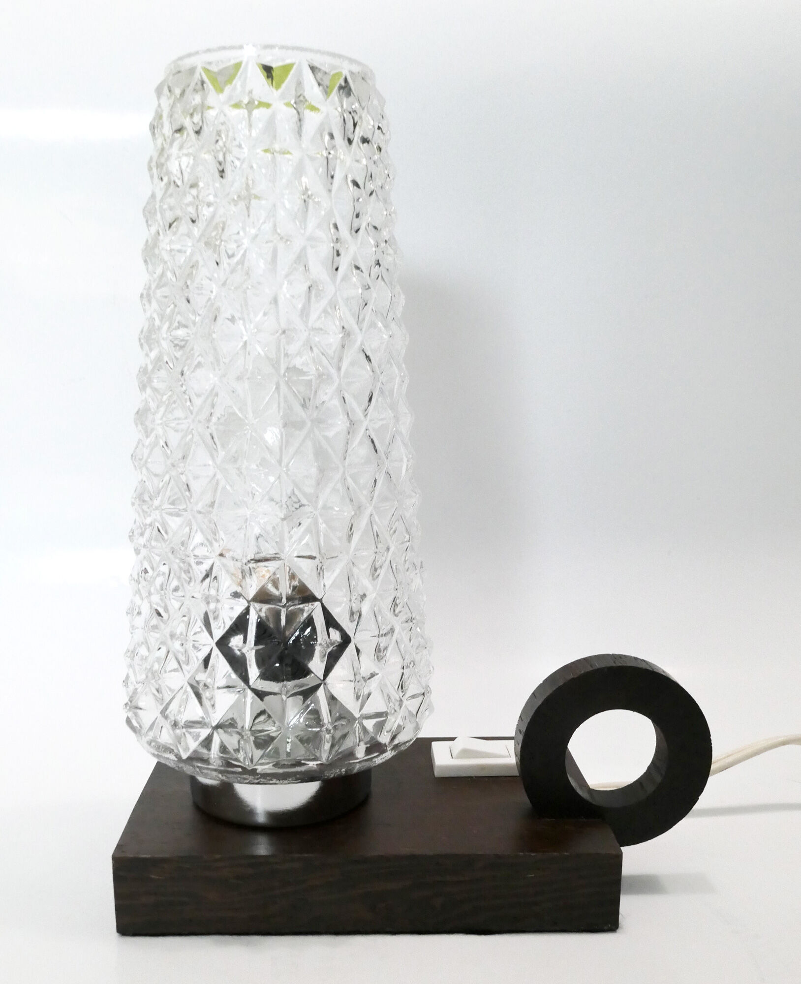 Table lamp or bedside 1960's rosewood and glass