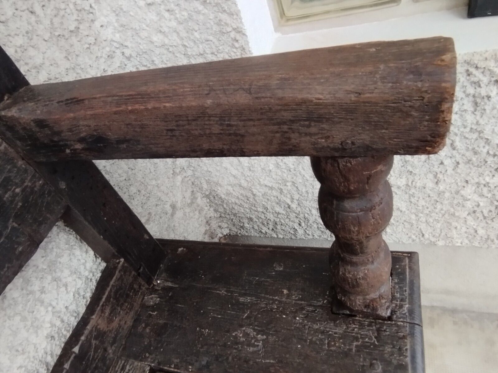Gothic oak chest bench