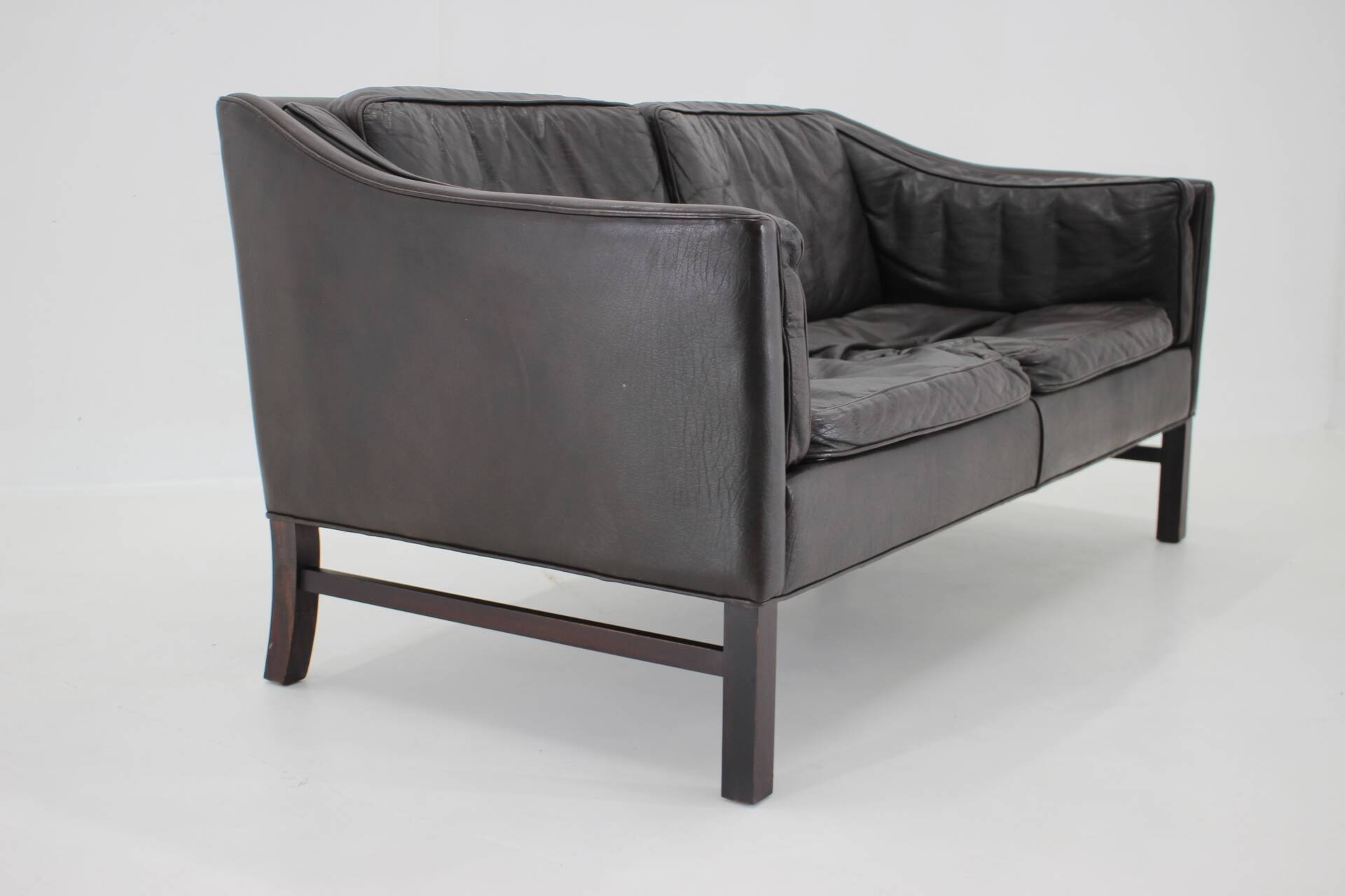 1970s danish 2-seater sofa in dark brown leather