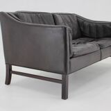 1970s danish 2-seater sofa in dark brown leather