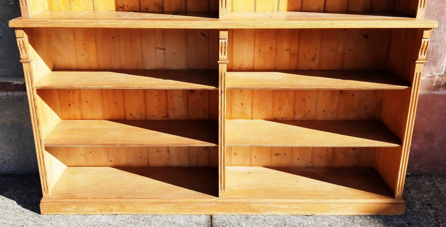 Pine bookcase (251 x 49 x height 288 cm)
