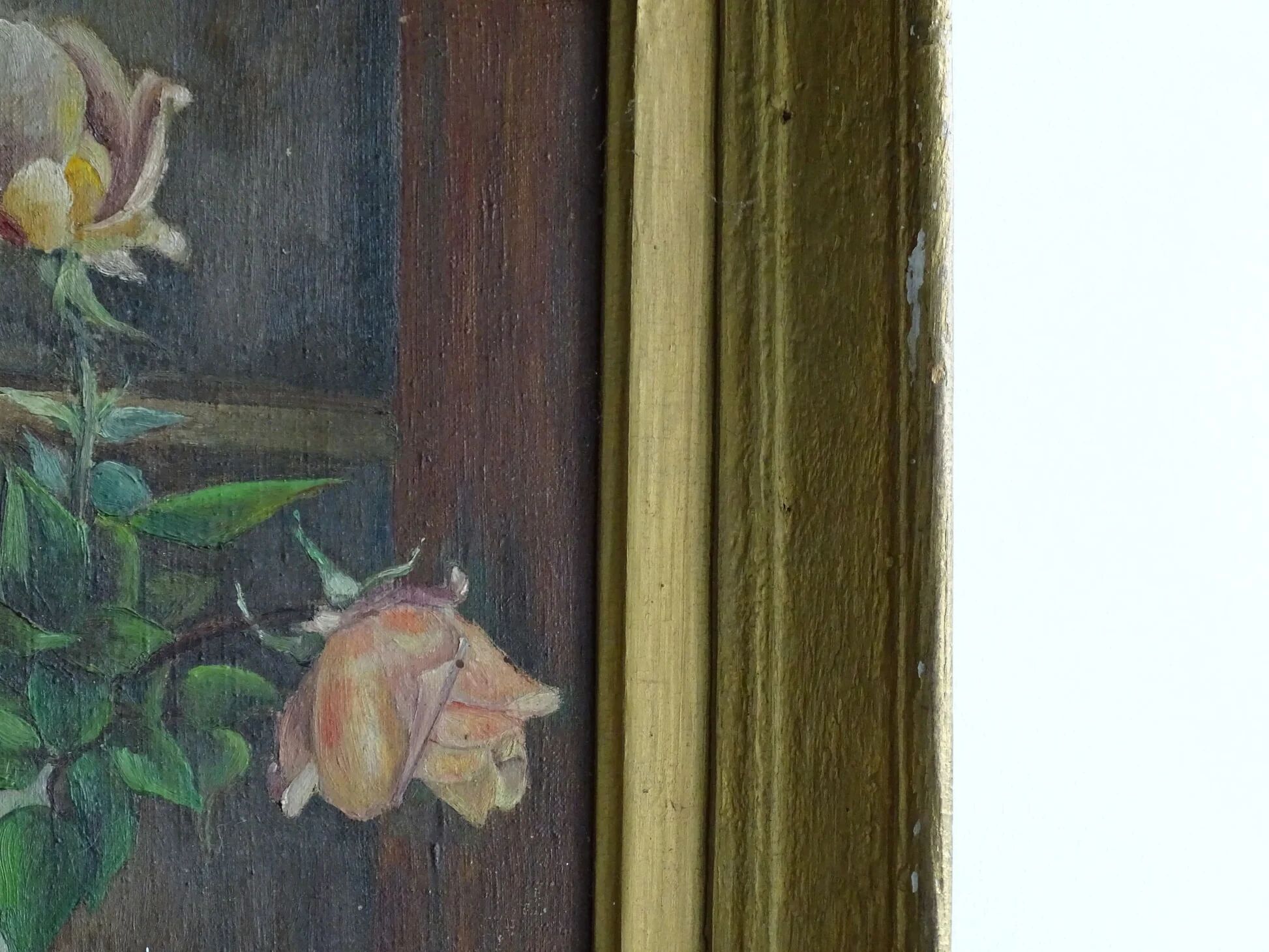 Nature morte ancienne française, huile sur toile, sous cadre doré