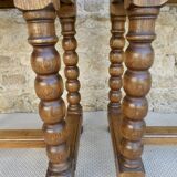 Pair of solid oak bedside tables with carved legs