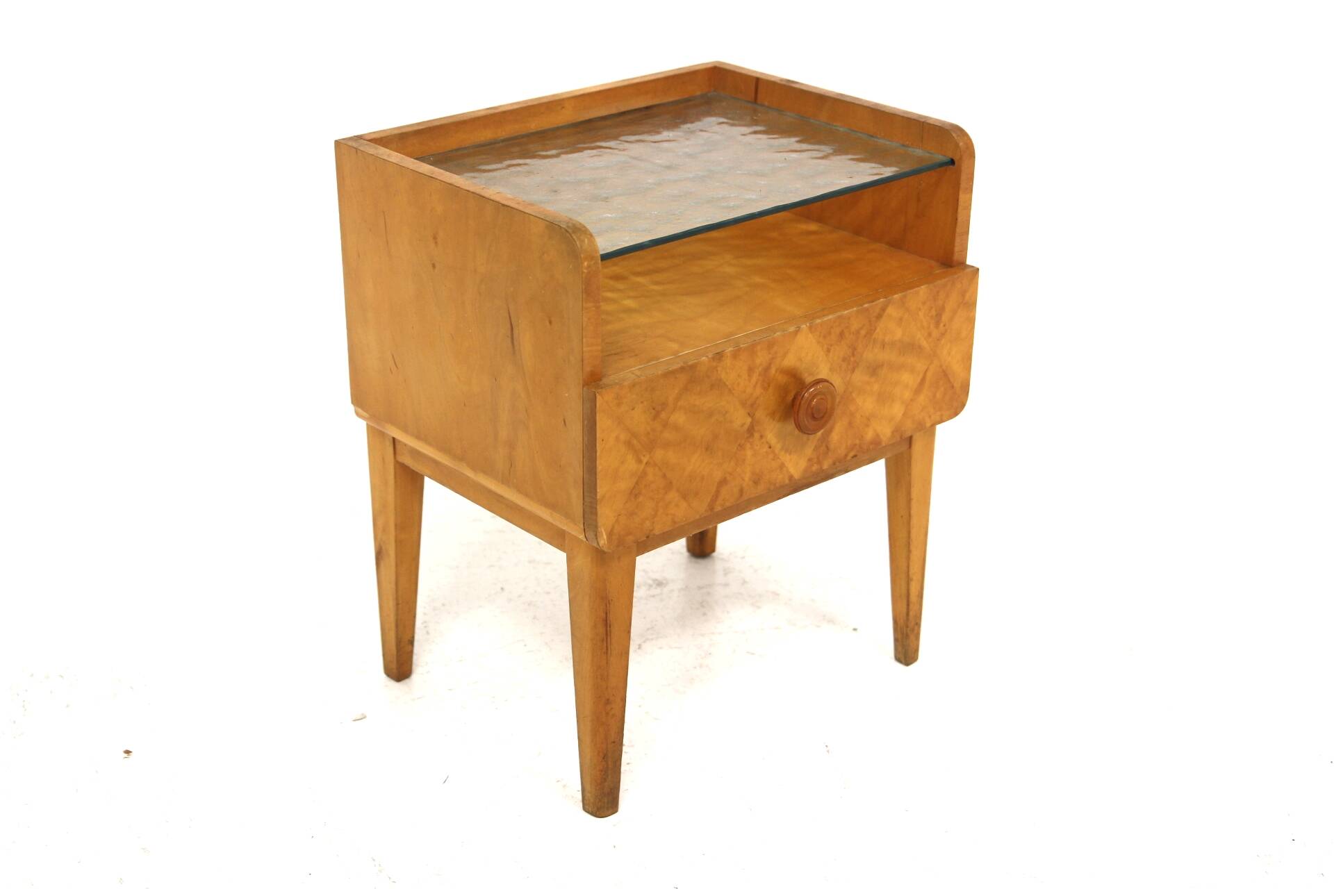 Birch bedside table, Swedish Modern, Sweden, 1940s