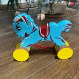 Vintage wooden pull-along horse