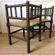 Pair of turned wood corner chairs, fireside chairs