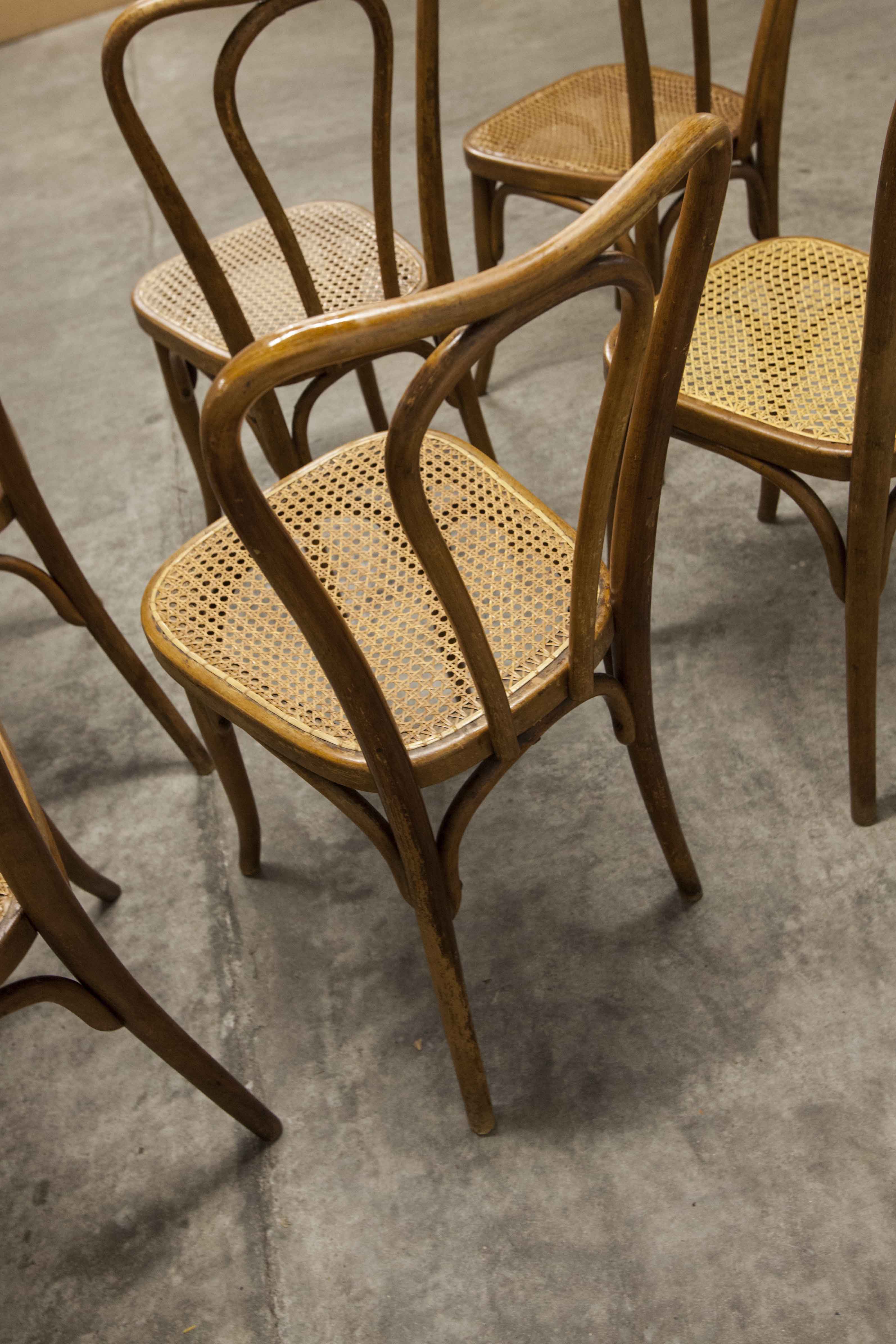 Set of 6 chairs bistro j&j kohn 1900 seat cannage