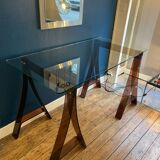 Smoked plexiglass and glass desk