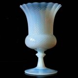 Striped white opaline vase coupe