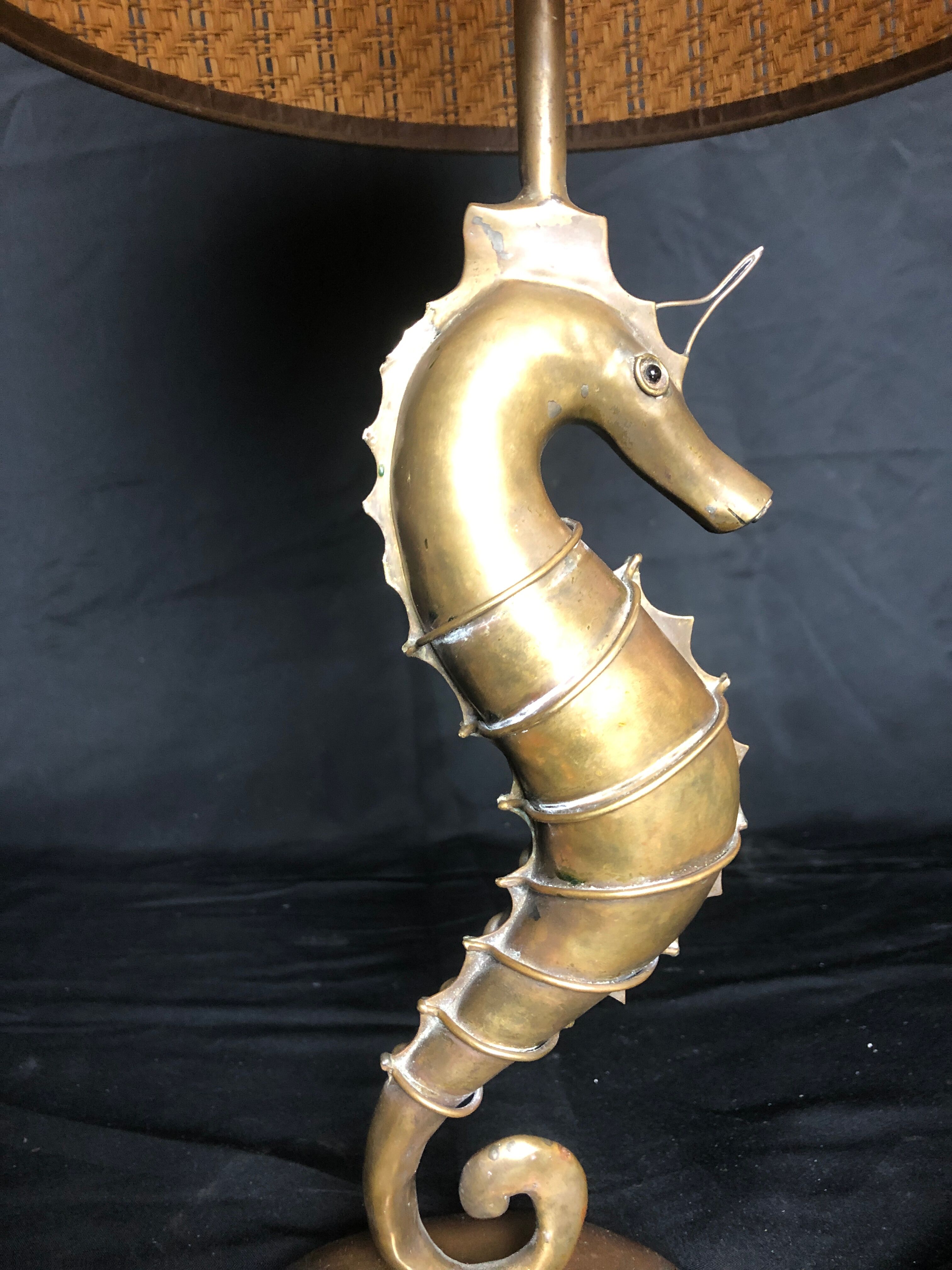 Vintage brass seahorse lamp