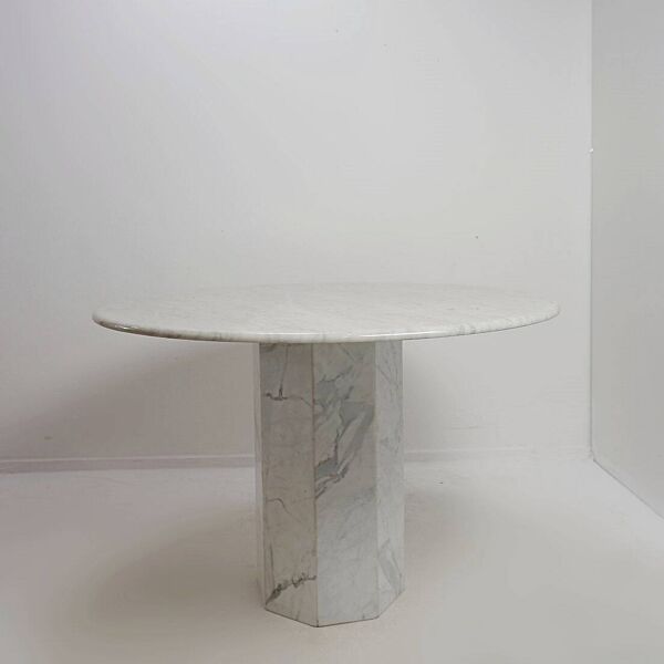 Table de salle à manger ronde en marbre, 1970 - Ø113cm