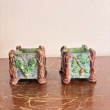 Antique Cache Pot Planter Barbotine Earthenware Enamelled Majolica