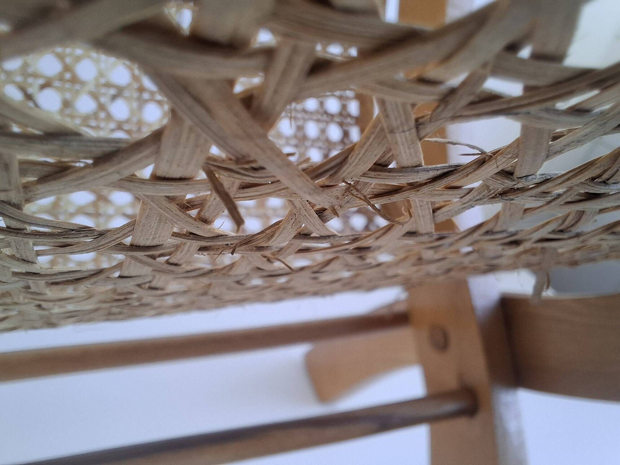 Vintage Mid-Century Wooden and Rattan Folding Magazine Rack, Czechoslovakia