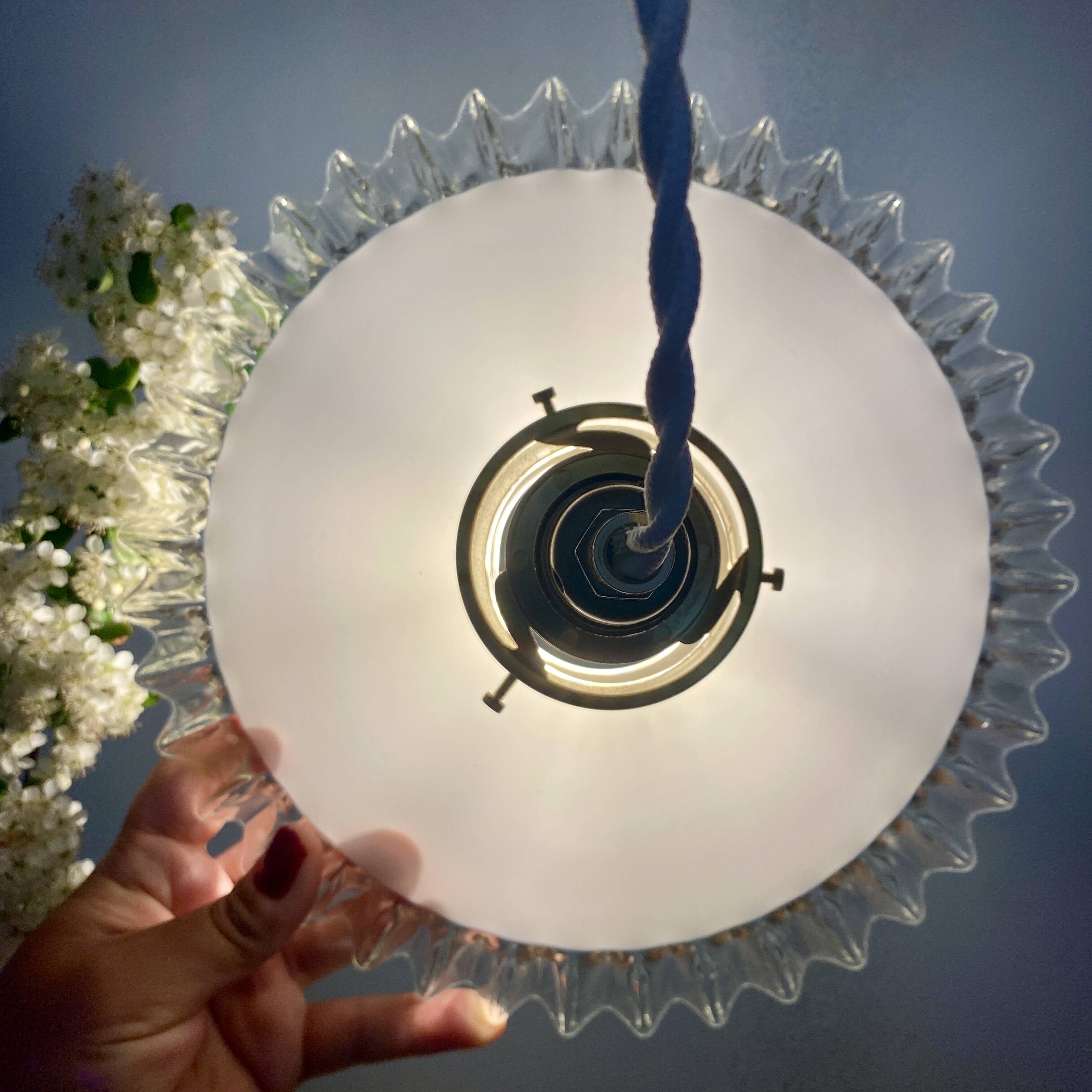 Vintage white opaline lampshade pendant light