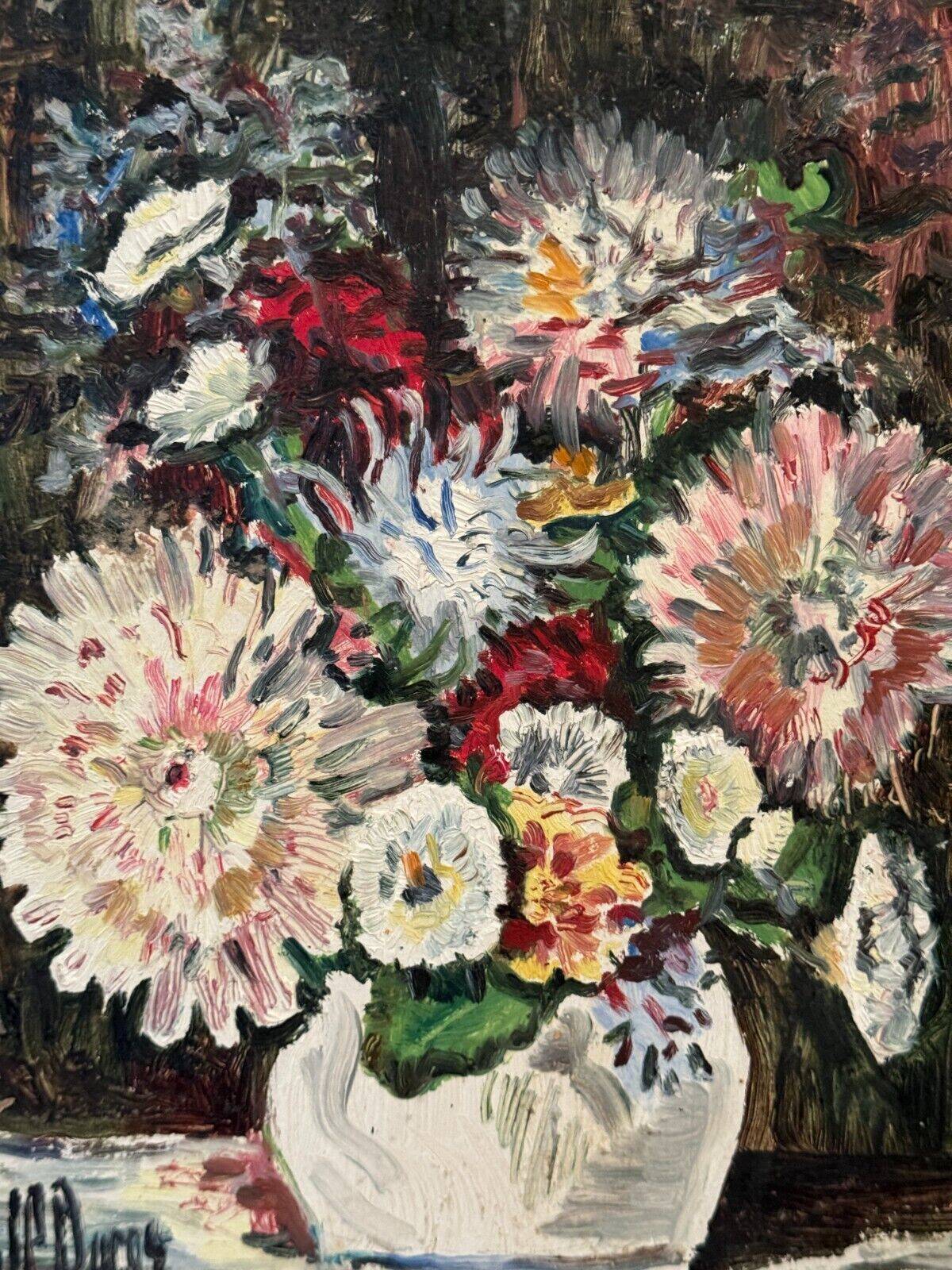 Oil on cardboard by JP Ducas Ducos still life with flowers 20th century