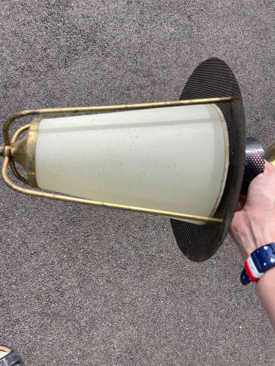 Arlus Lunel 1950 chandelier in perforated metal