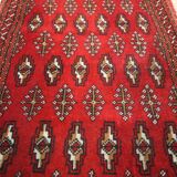 Persian rug handwoven red wool turkmen living room area rug- 60x130cm