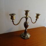 Candle holder 3 lights silver metal EPNS old
