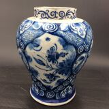 Delfts dutch workshop the peacock xviii earthenware vase restored - antique vase 18thc