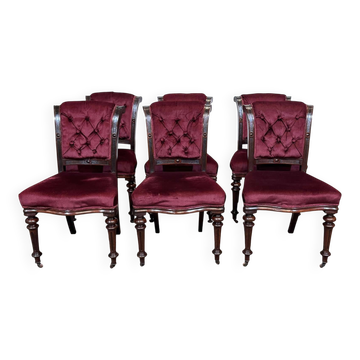 Set of 6 Victorian chairs from the 19th century in mahogany.