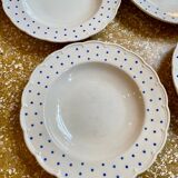 Set of 6 blue polka dot soup plates Boch Frères
