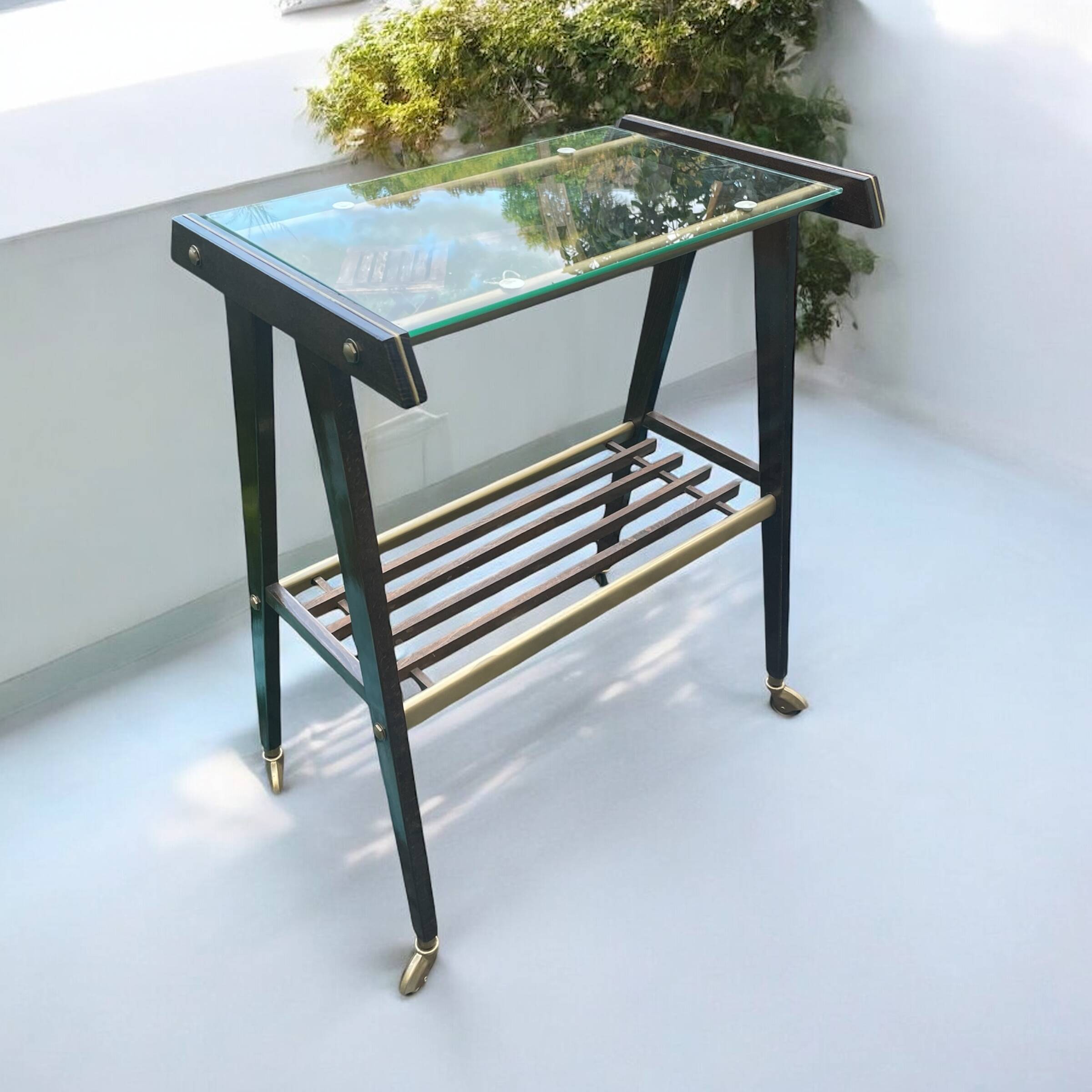Vintage Italian serving trolley from the 50s, Rama Torino