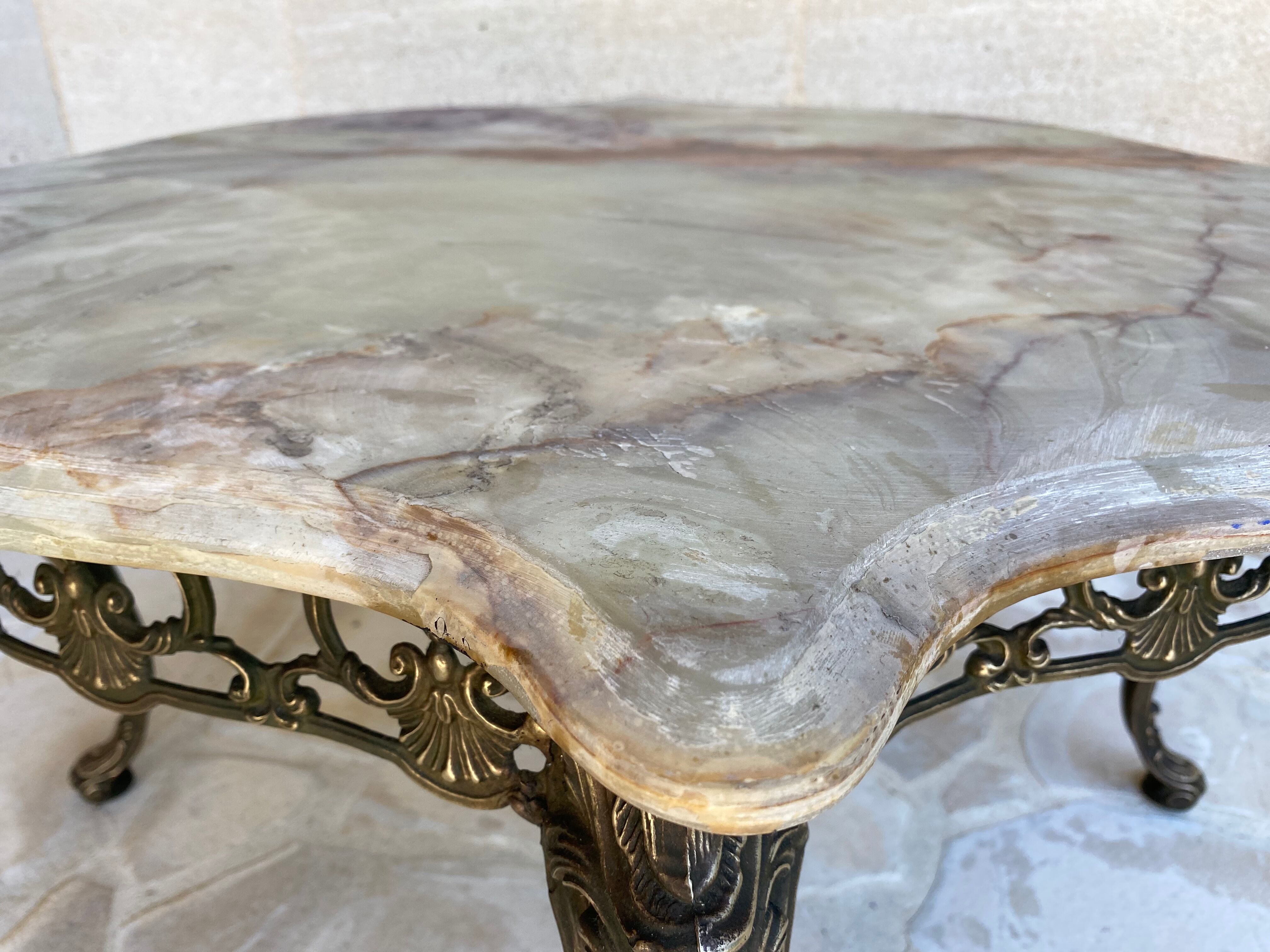 Brass and marble coffee table