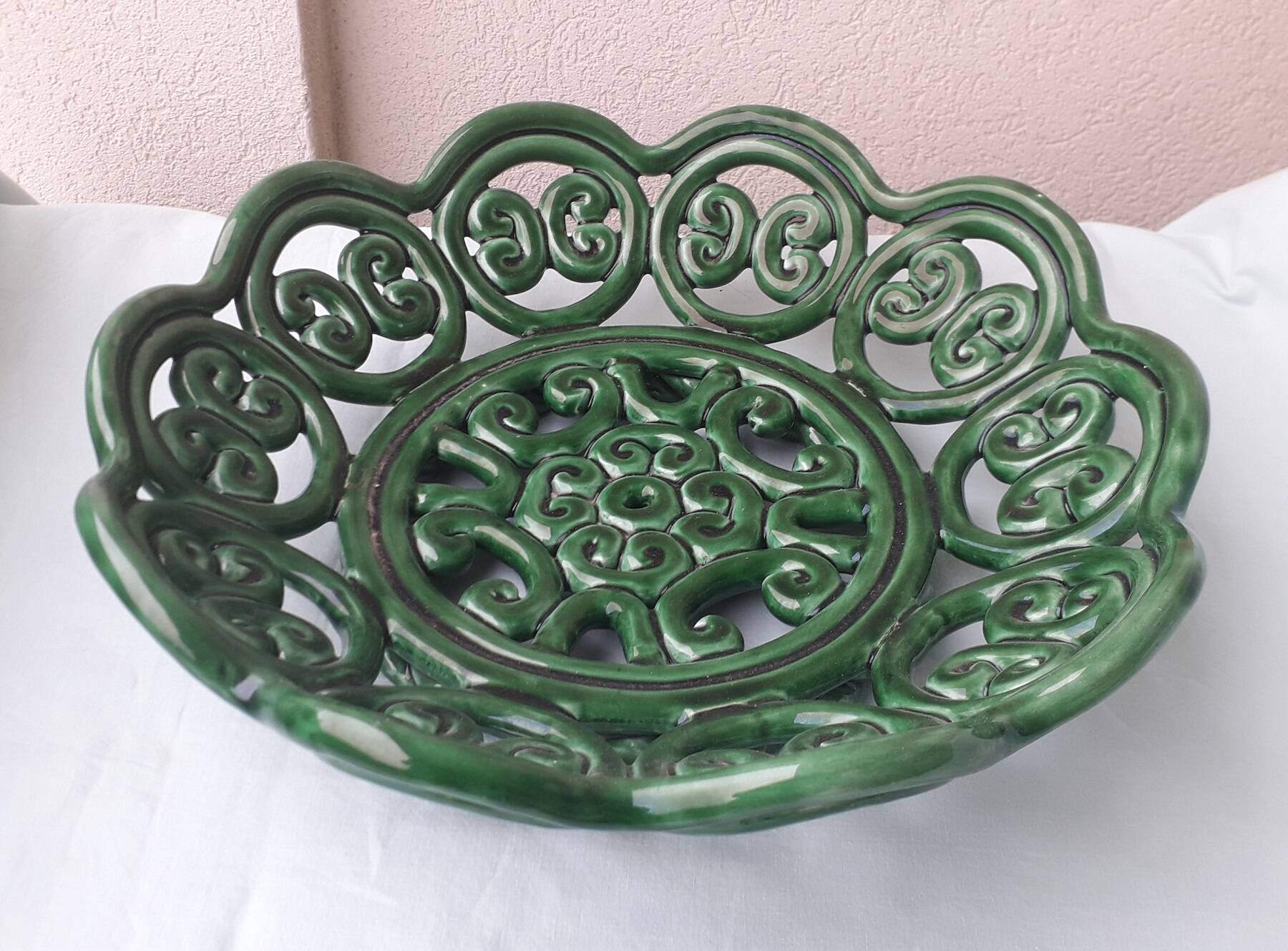 Green ceramic bowl