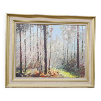 Framed oil on canvas signed J. Trassard Soleil Landais L 80.5 cm