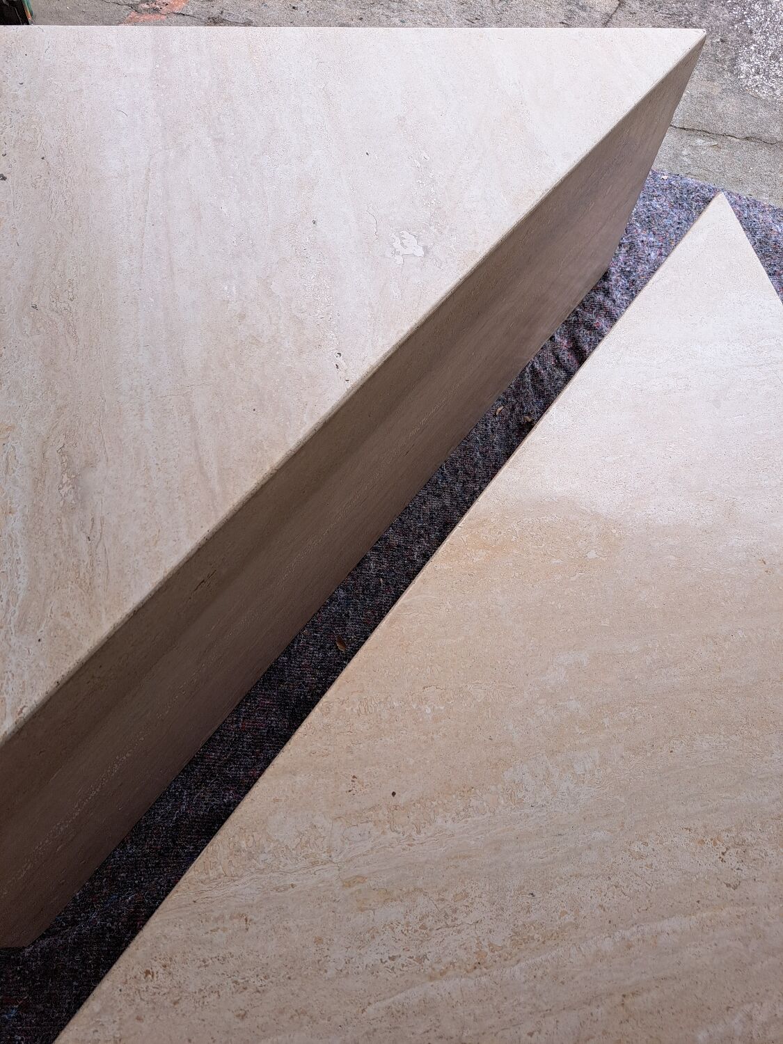 Travertine coffee table.