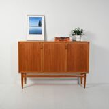 Scandinavian highboard sideboard, 1950s/60s, oak & teak, three doors