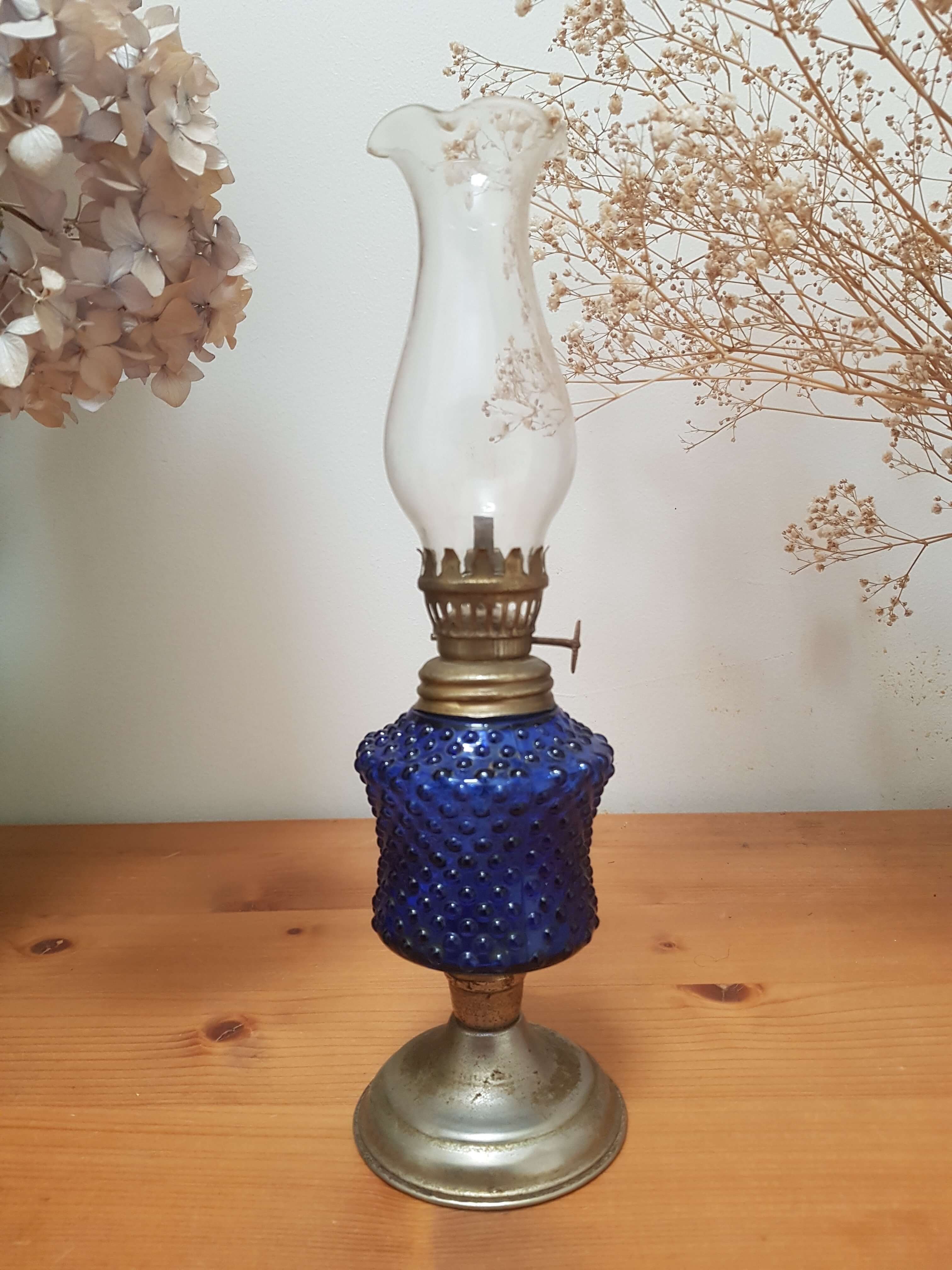 Old oil lamp blue glass
