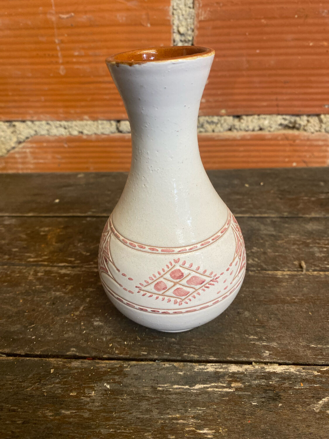 Old vase for sale white ceramic engraved rose vintage #d674