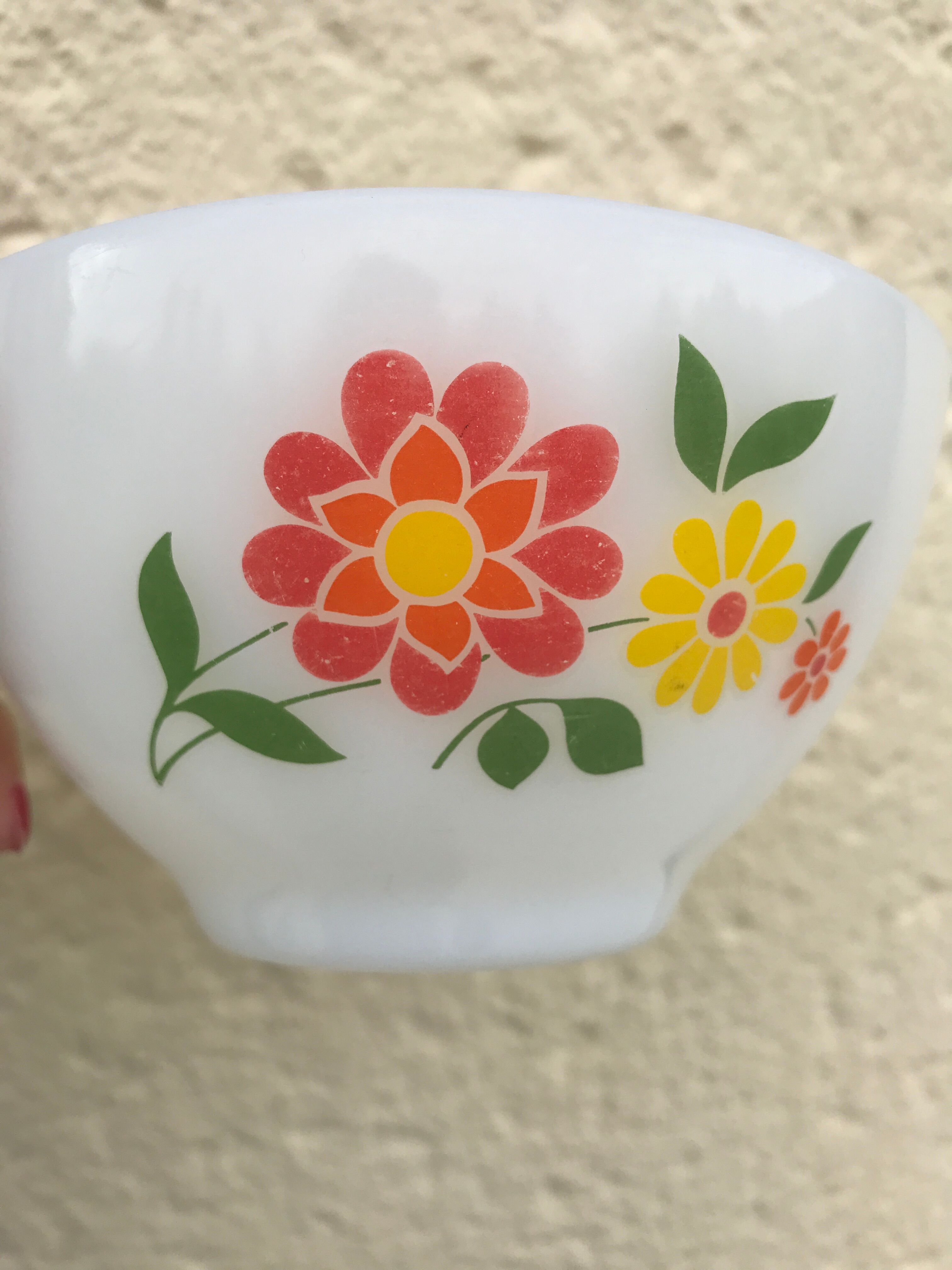 Vintage flower arcopal bowl