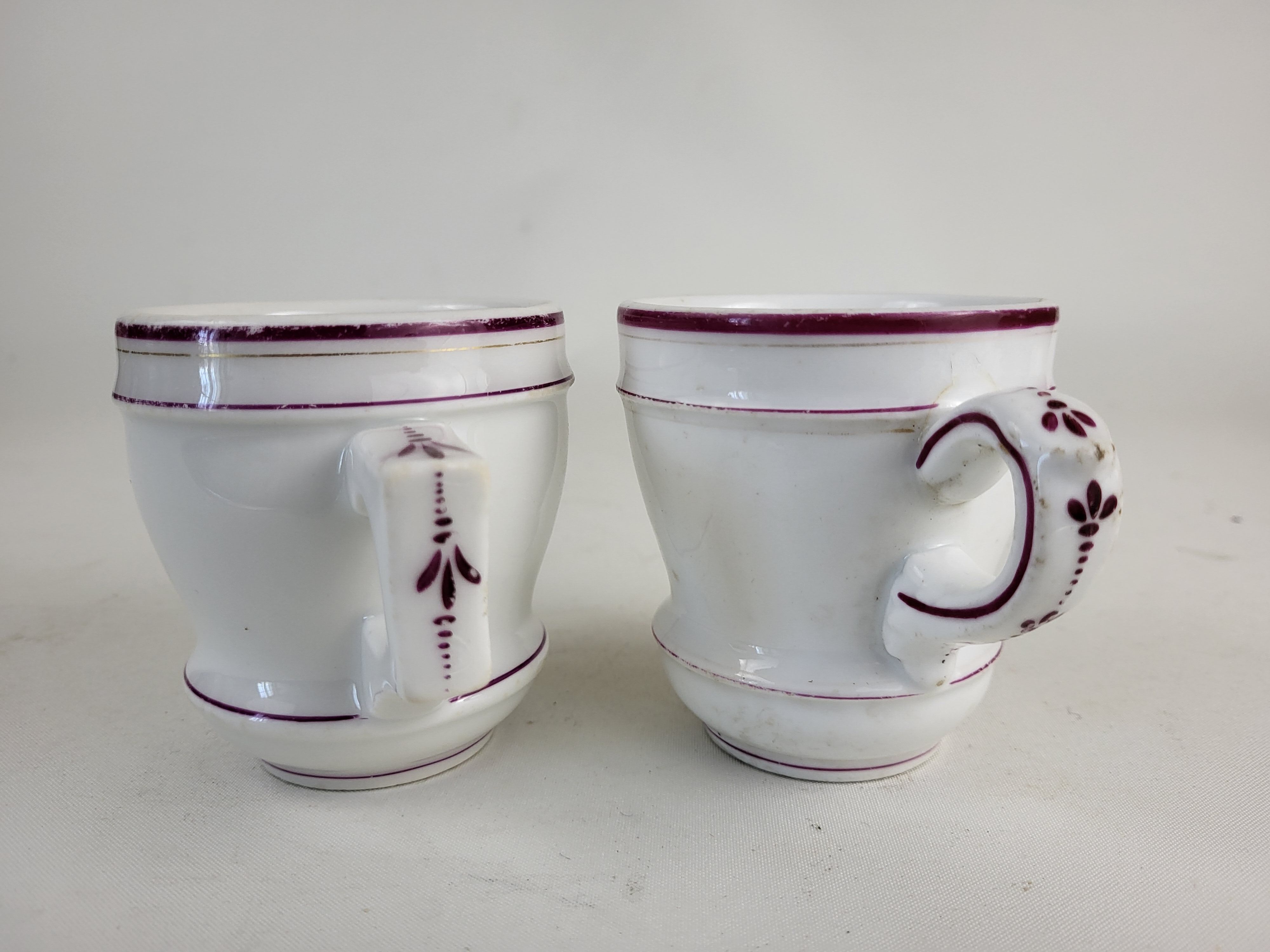 Set of 2 brulot cups in thick porcelain XIXth