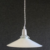 White smooth opaline pendant lamp - comes with porcelain socket, cable and white stand