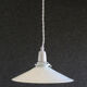 White smooth opaline glass pendant light - supplied with porcelain socket, cable and white bracket