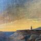 19th Century Romantic Painting "Solitary Shepherd at Dusk" Oil on Canvas + Frame