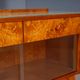 Vintage dressing table with burl veneer, large mirror and storage cabinets