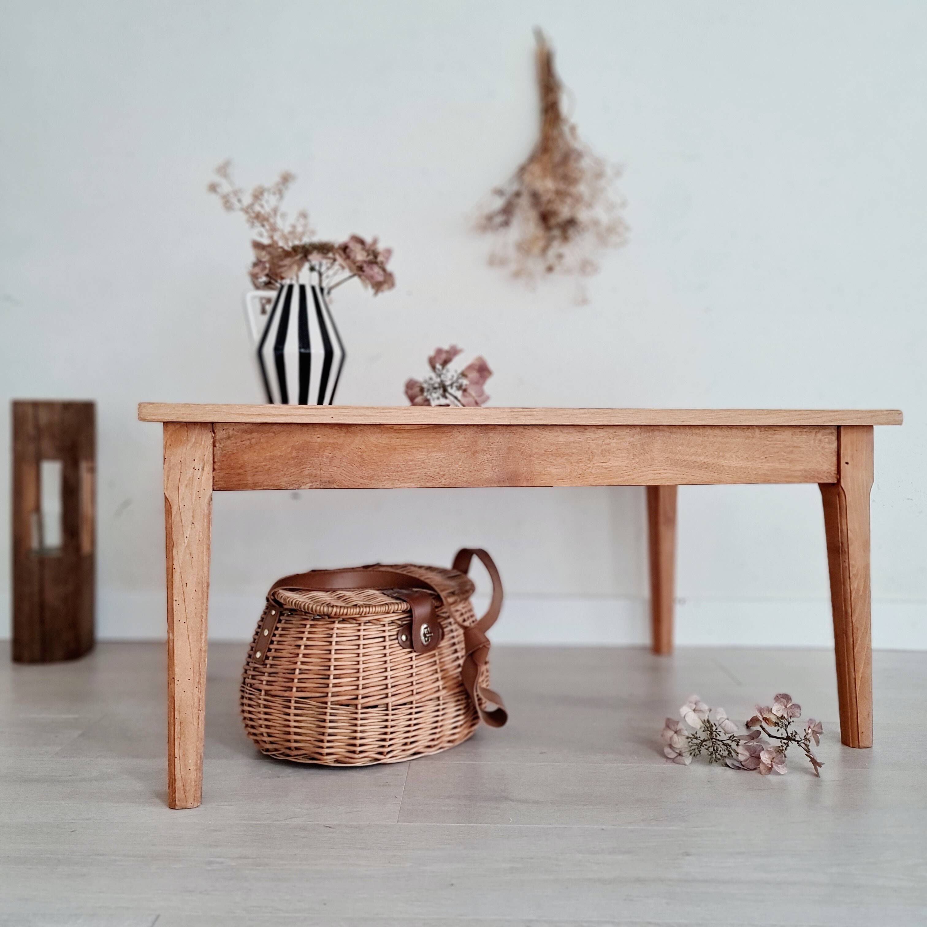 Low oak farm table