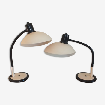 2 lampes flexibles orientables Aluminor années 80