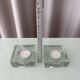 Set of 2 Heavy Glass Tea Light Holders – Minimalist Square Candle Holders