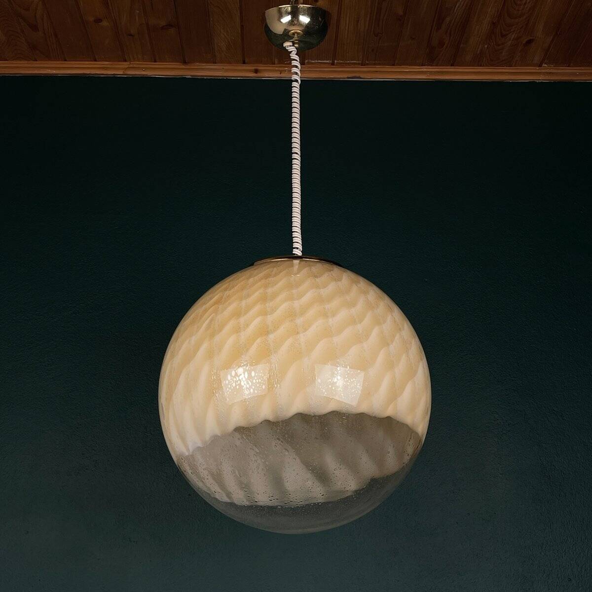 Large vintage Murano ball pendant lamp by Veart, Italy, 1970s.