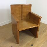 Pair of art deco solid oak chairs