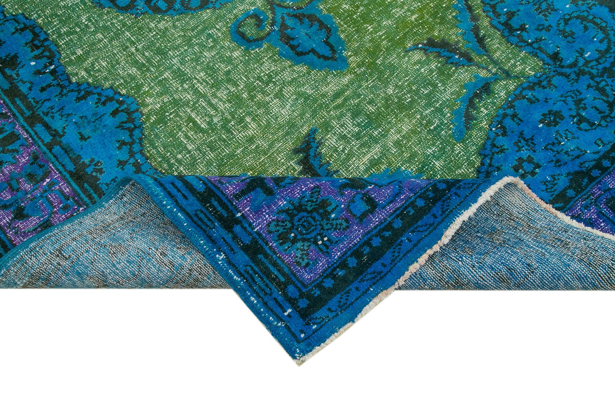 Handmade vintage turkish 1980s 188 cm x 320 cm blue rug