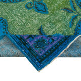 Handmade vintage turkish 1980s 188 cm x 320 cm blue rug