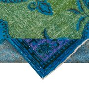 Handmade vintage turkish 1980s 188 cm x 320 cm blue rug
