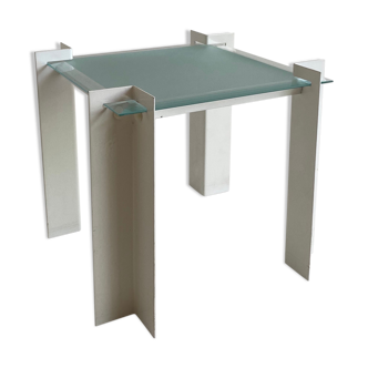 Postmodern Dutch metal and glass side table, c.1980